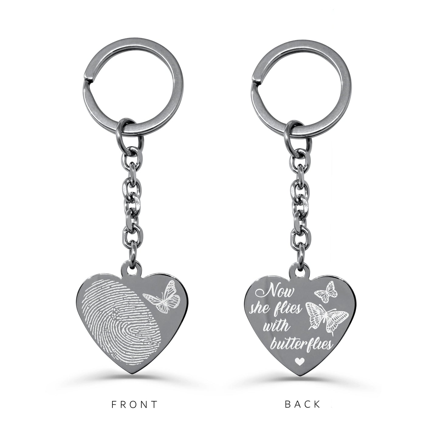NOW SHE FLIES WITH BUTTERFLIES KEYCHAIN