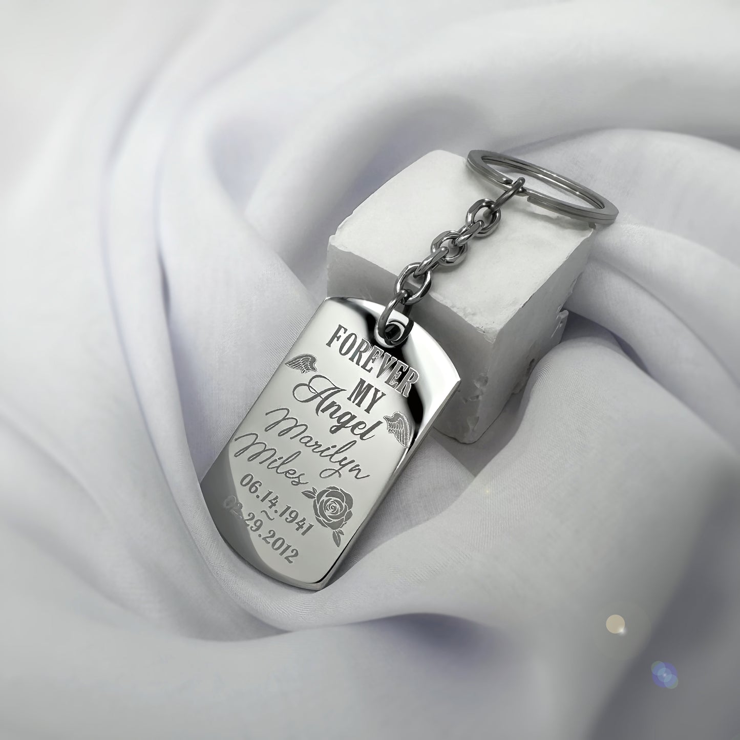 ACTUAL THUMBPRINT AND PHOTO MEMORIAL KEYCHAIN