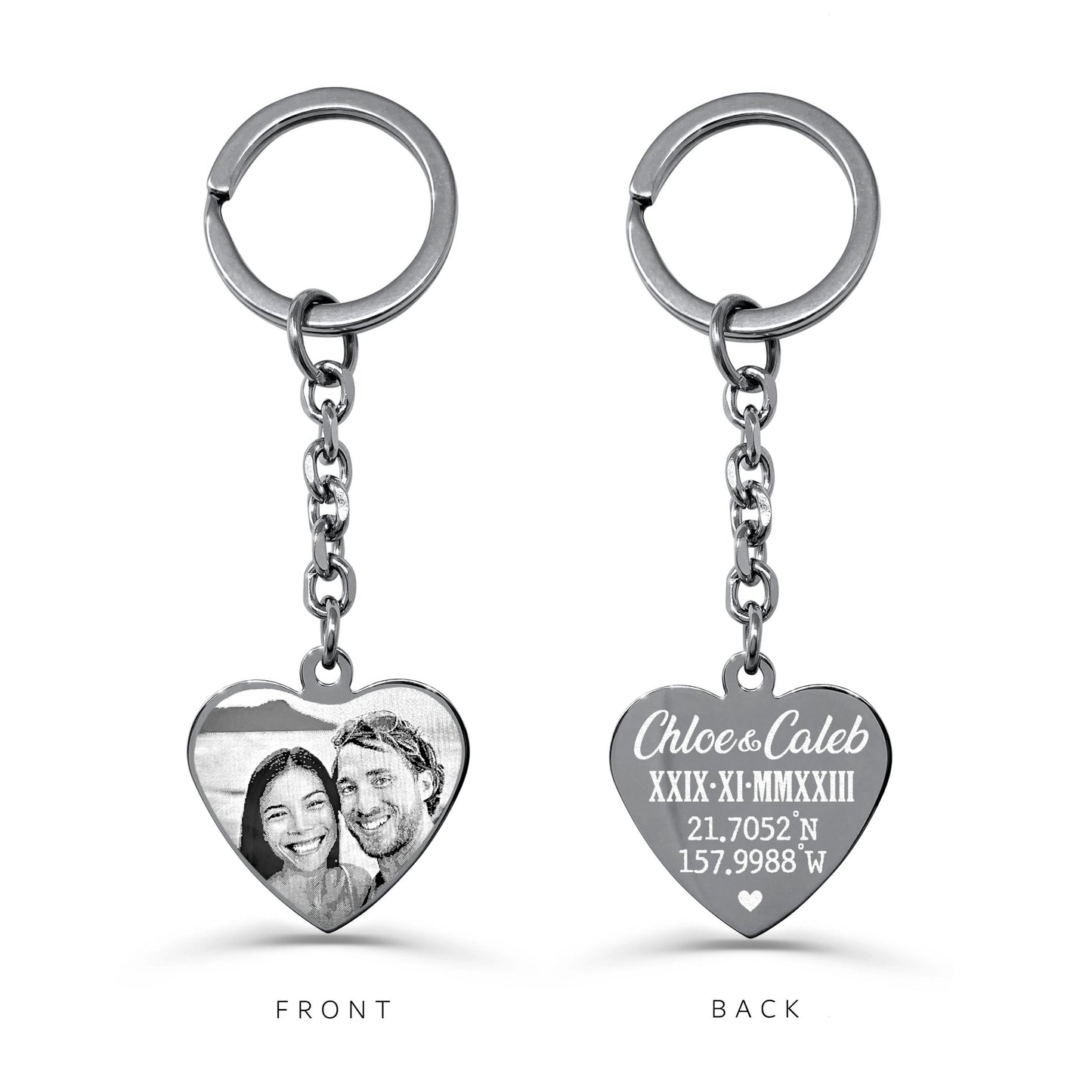 PERSONALIZED PHOTO HEART KEYCHAIN