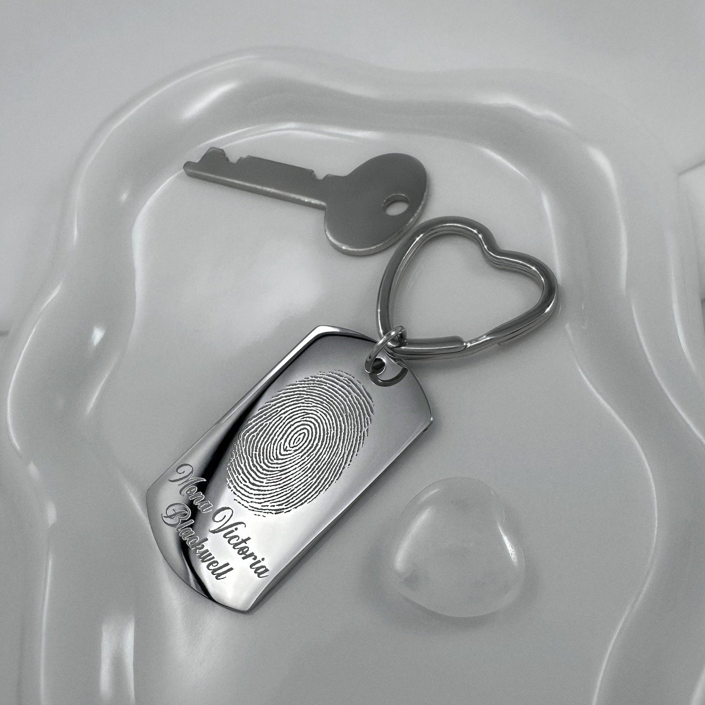 ACTUAL FINGERPRINT AND HANDWRITING KEYCHAIN