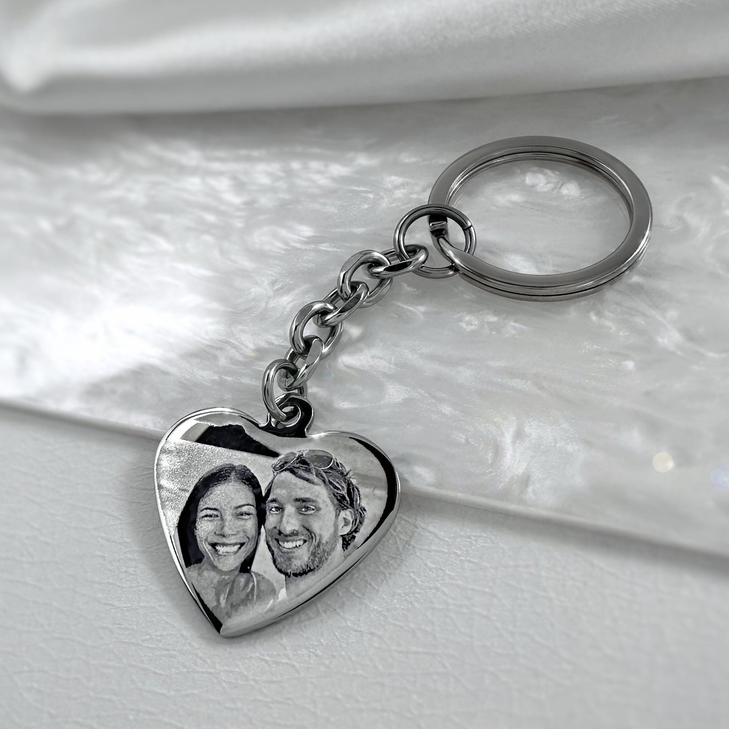 PERSONALIZED PHOTO HEART KEYCHAIN