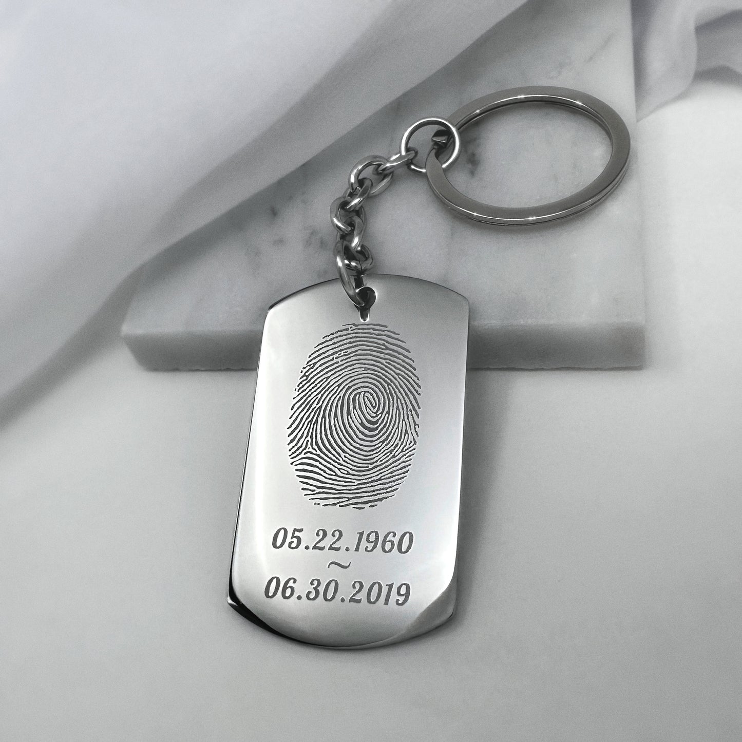 ACTUAL FINGERPRINT AND HANDWRITING KEYCHAIN