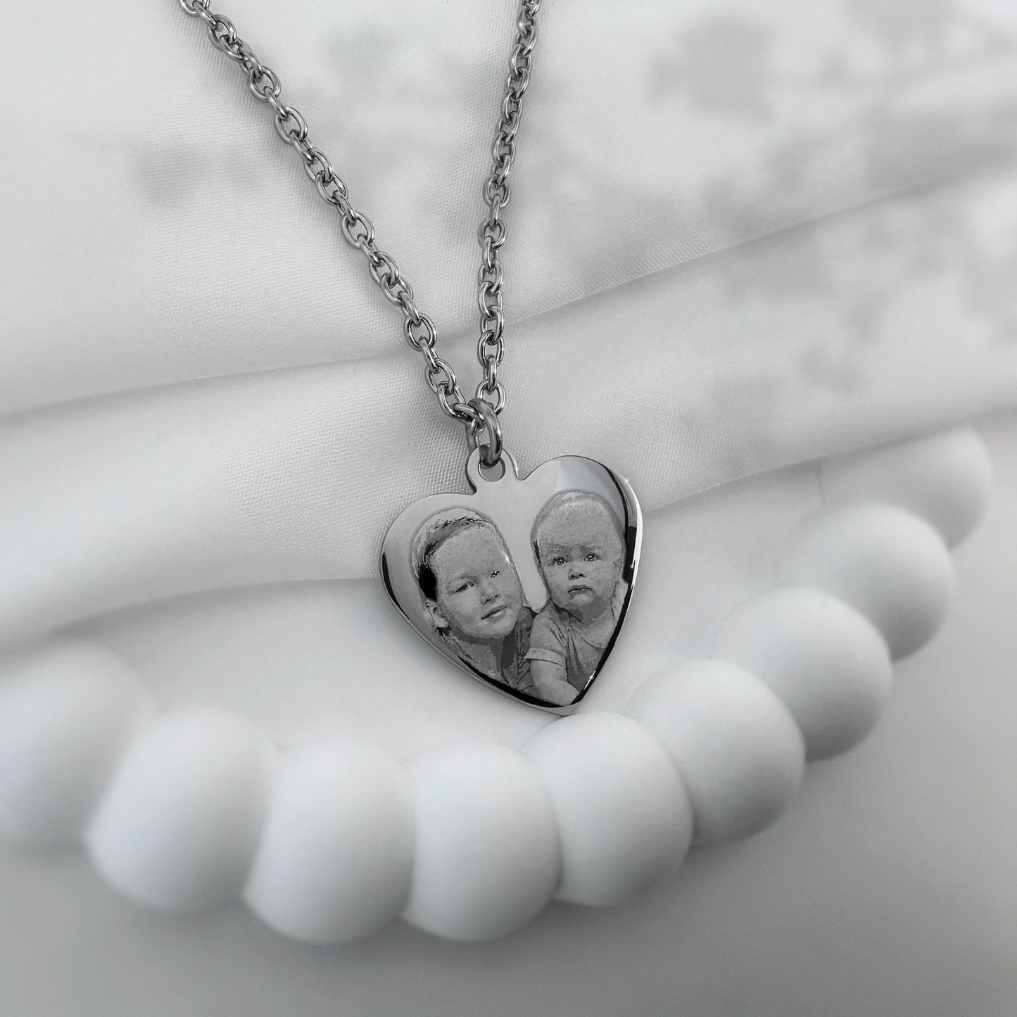 PERSONALIZED PICTURE FINGERPRINT HEART NECKLACE
