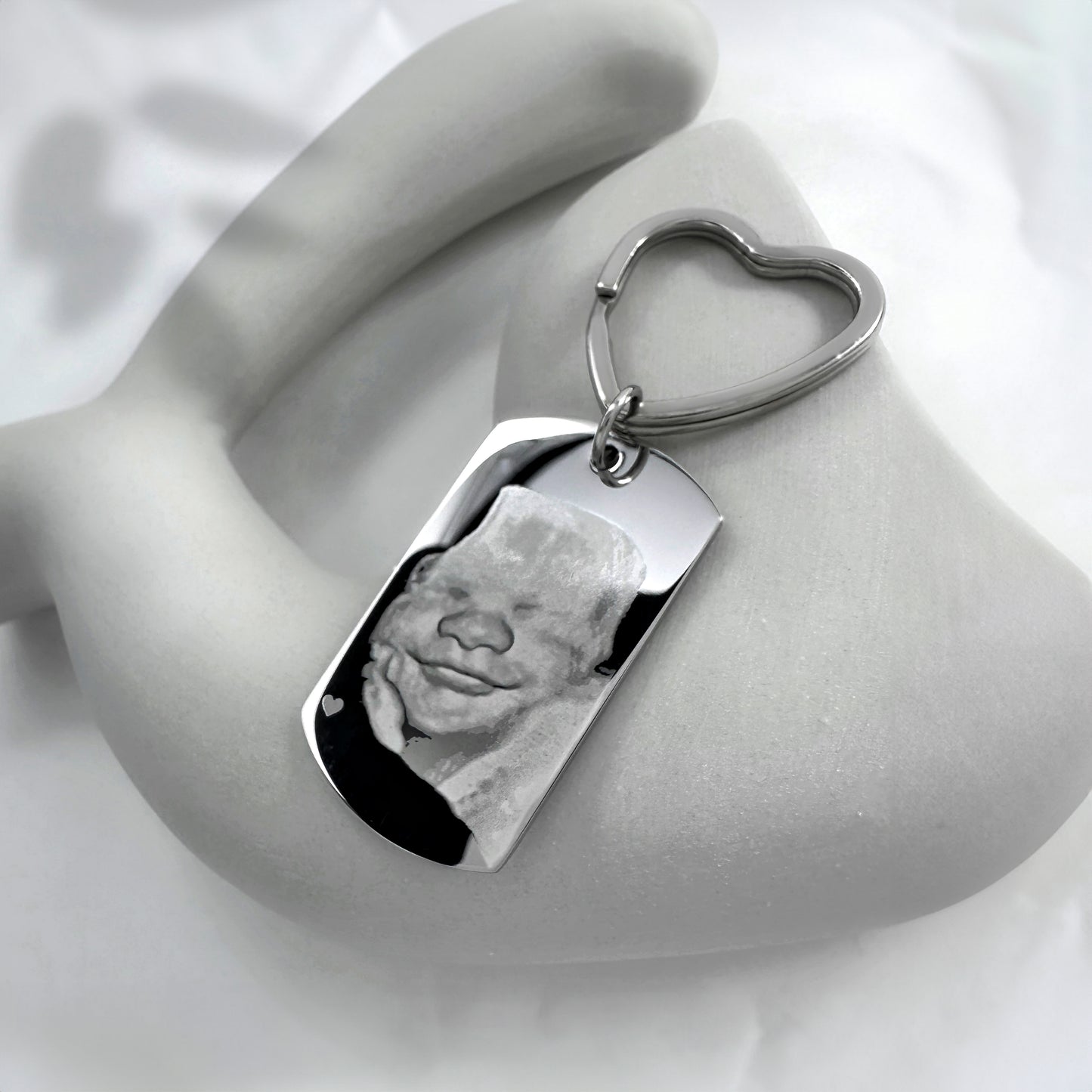 CUSTOM ENGRAVED DOUBLE SIDED HEART KEYCHAIN