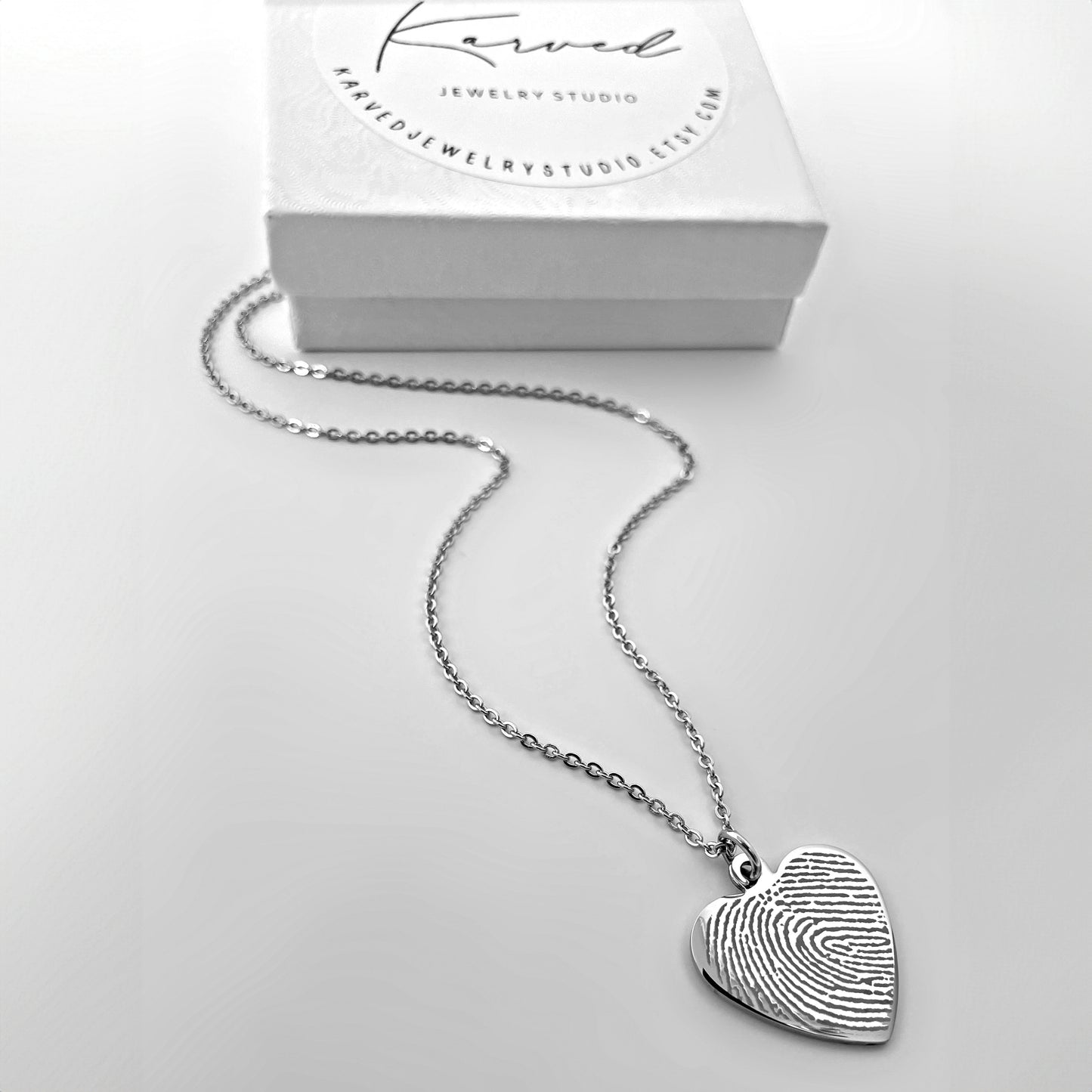 ACTUAL FINGERPRINT HEART NECKLACE