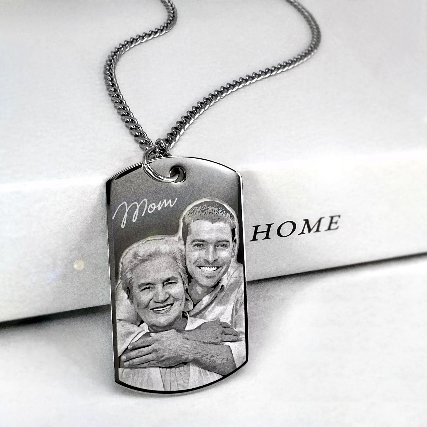 PERSONALIZED DOG TAG CHAIN WITH PICTURE AND FINGERPRINT