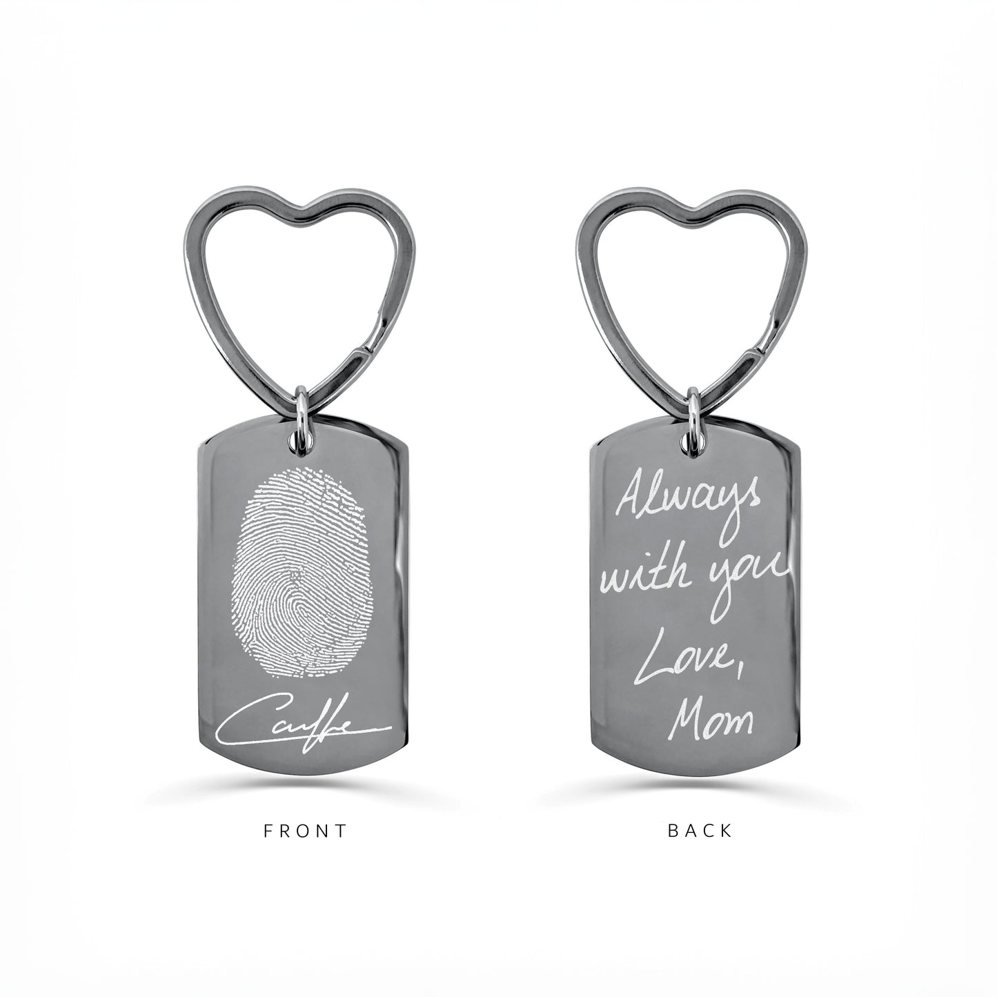 ACTUAL FINGERPRINT AND HANDWRITING KEYCHAIN