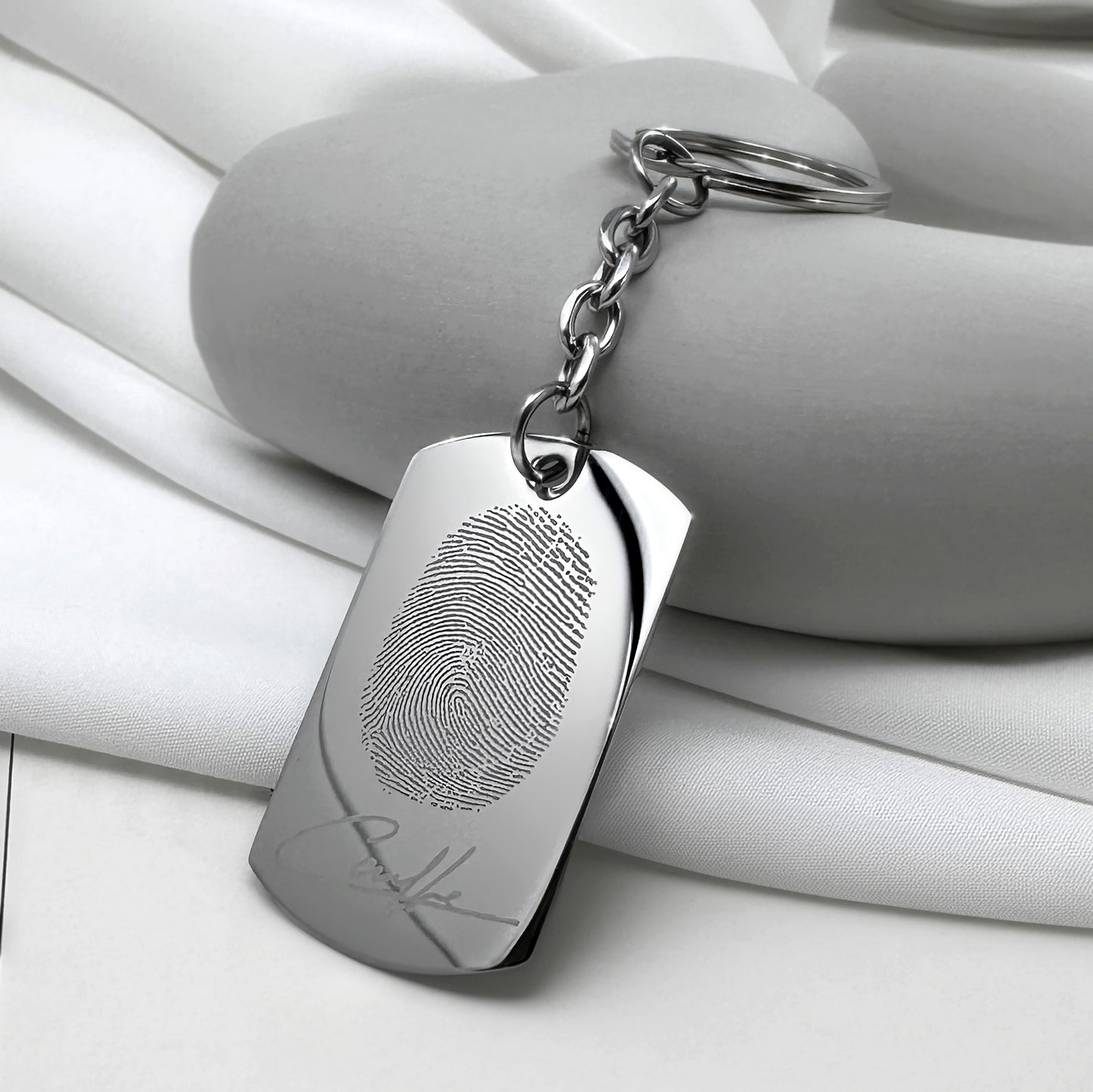 ACTUAL FINGERPRINT AND HANDWRITING KEYCHAIN