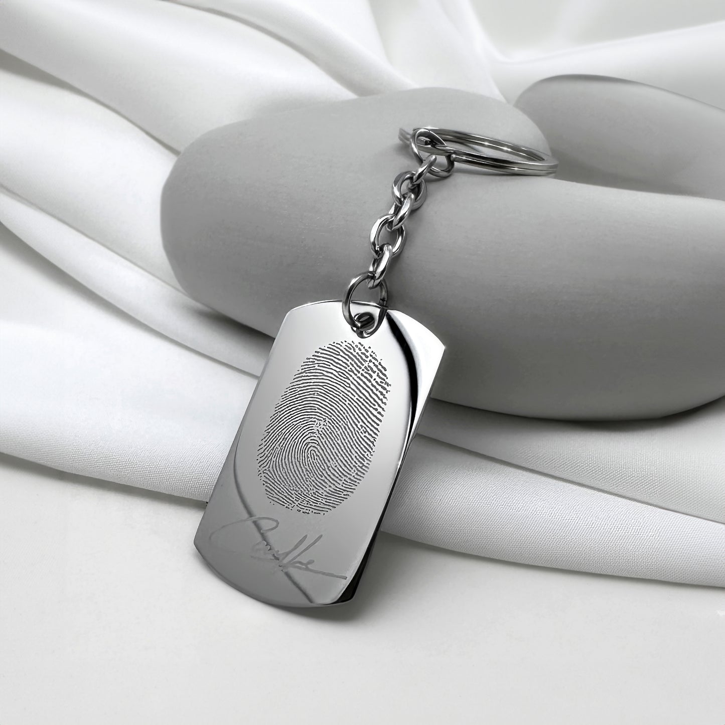 ACTUAL THUMBPRINT AND PHOTO MEMORIAL KEYCHAIN