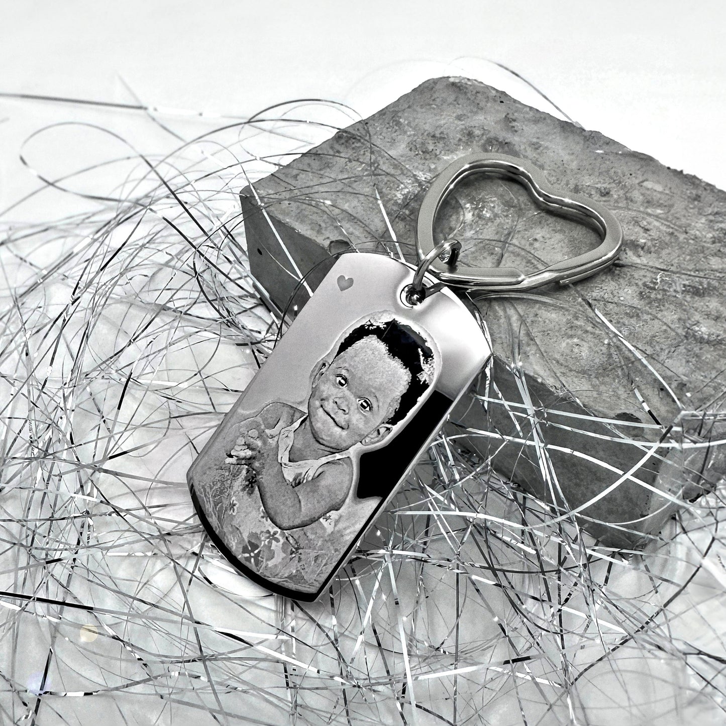 CUSTOM ENGRAVED DOUBLE SIDED HEART KEYCHAIN