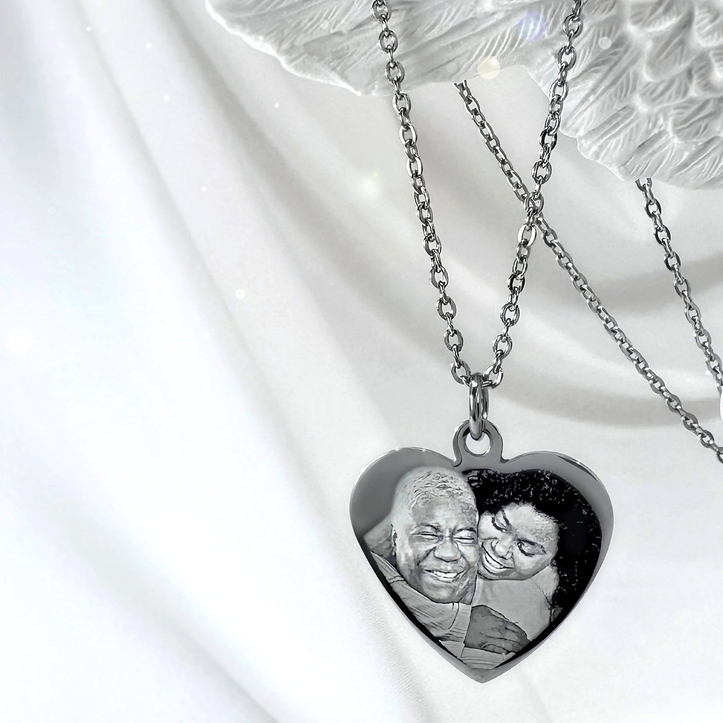 PERSONALIZED PICTURE FINGERPRINT HEART NECKLACE