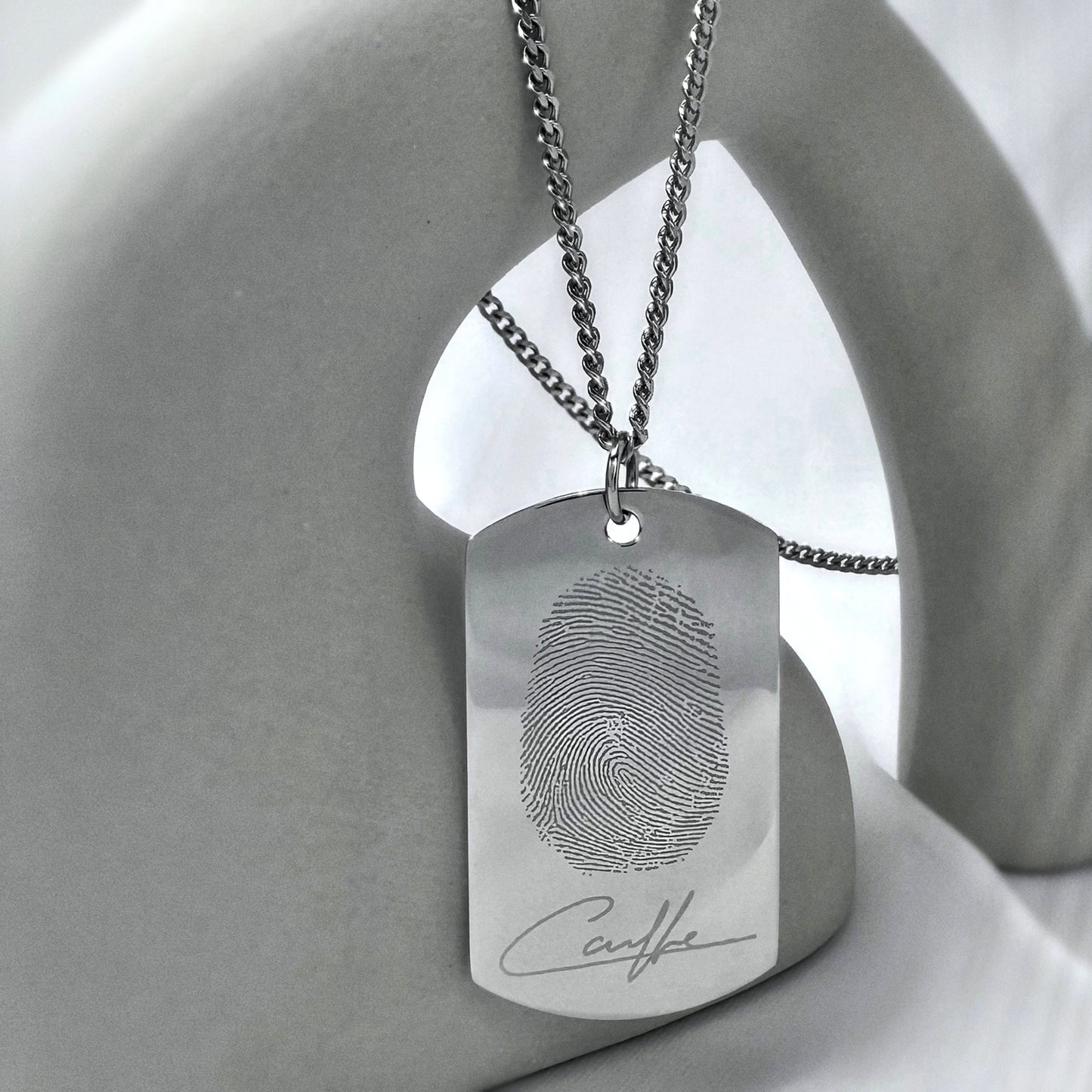 PERSONALIZED DOG TAG CHAIN WITH PICTURE AND FINGERPRINT