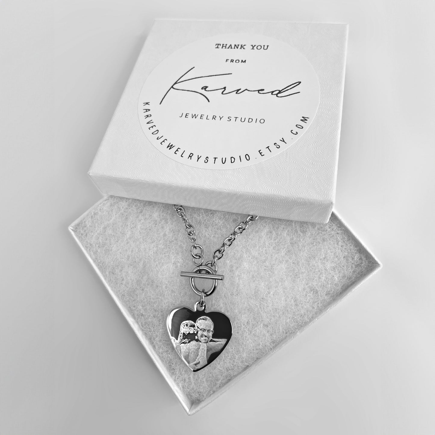 ACTUAL HANDWRITING TOGGLE CLASP HEART NECKLACE