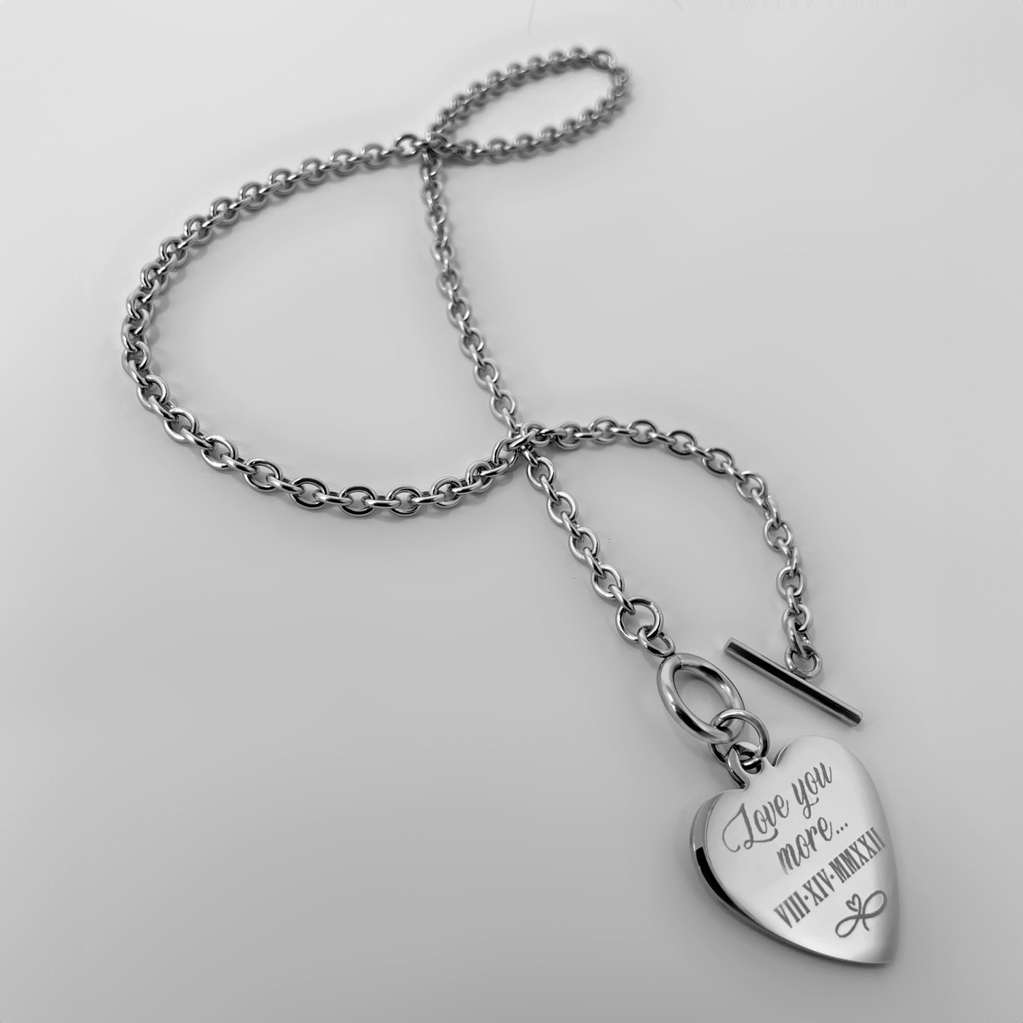 CUSTOM CHOKER T-BAR HEART NECKLACE