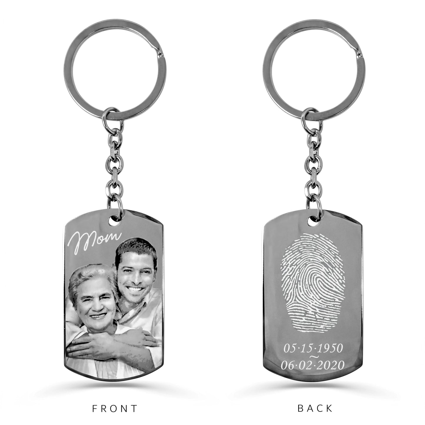 ACTUAL THUMBPRINT AND PHOTO MEMORIAL KEYCHAIN