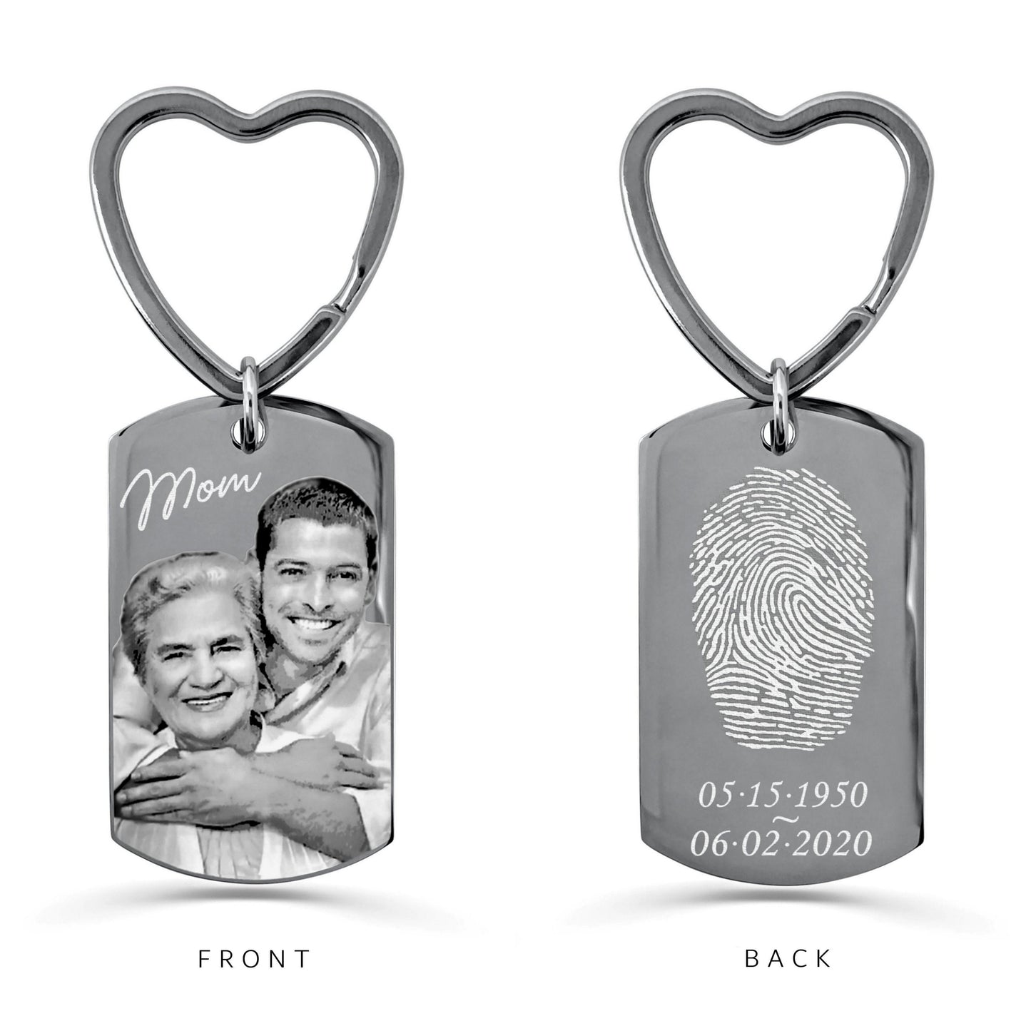 ACTUAL THUMBPRINT AND PHOTO MEMORIAL KEYCHAIN