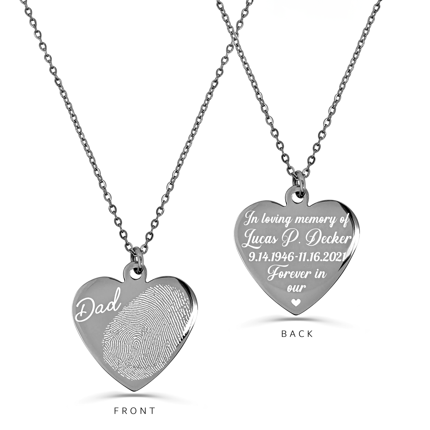 ACTUAL FINGERPRINT AND DATES NECKLACE