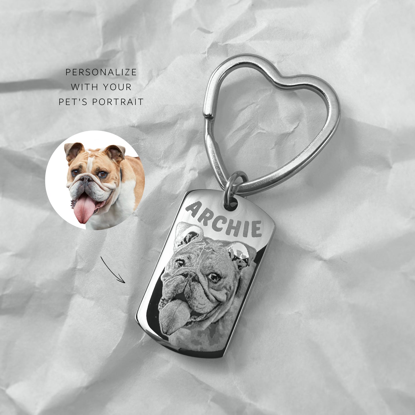 PERSONALIZED DOG TAG URN HEART KEYCHAIN