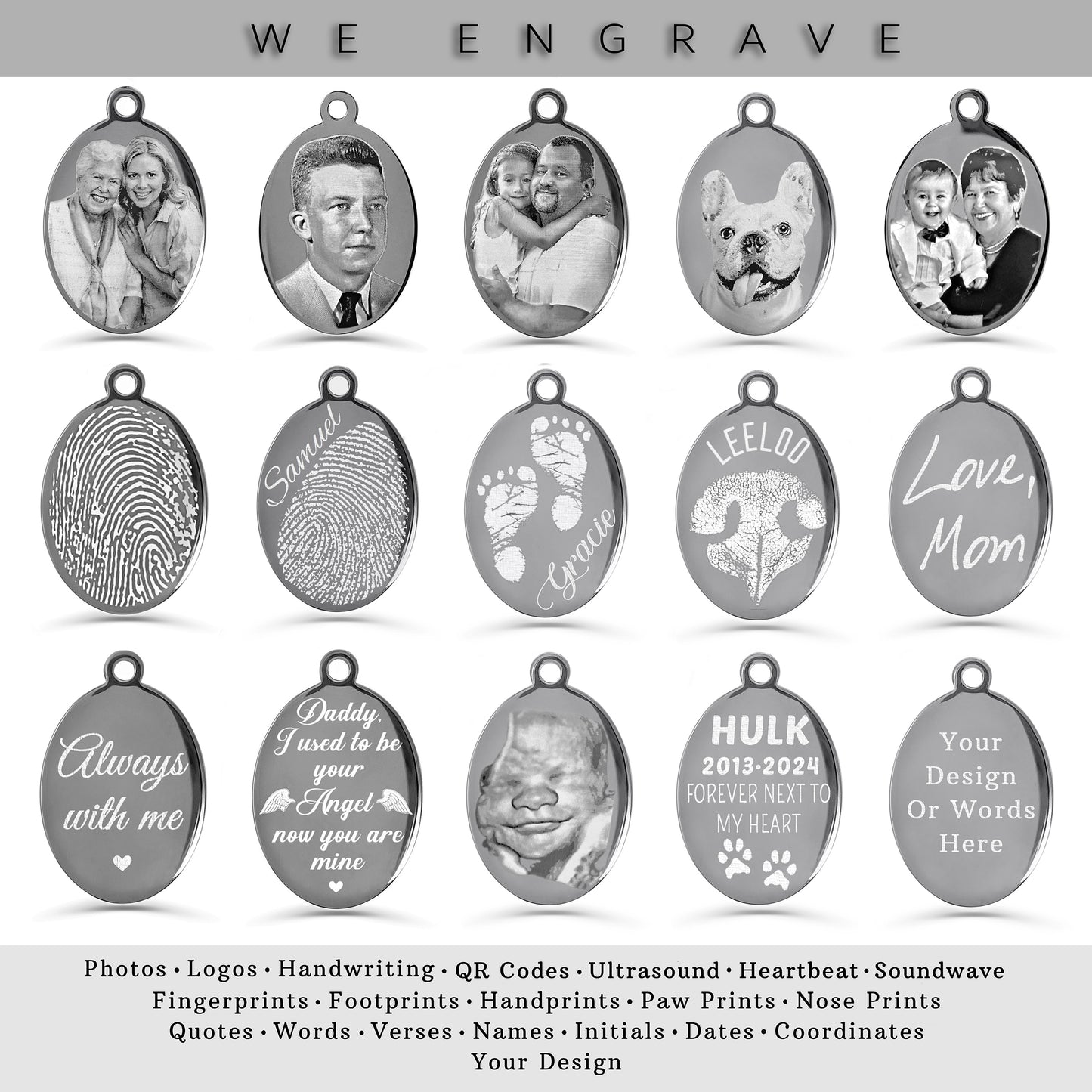 PERSONALIZED MEMORIAL PHOTO HANDWRITING FINGERPRINT NECKLACE