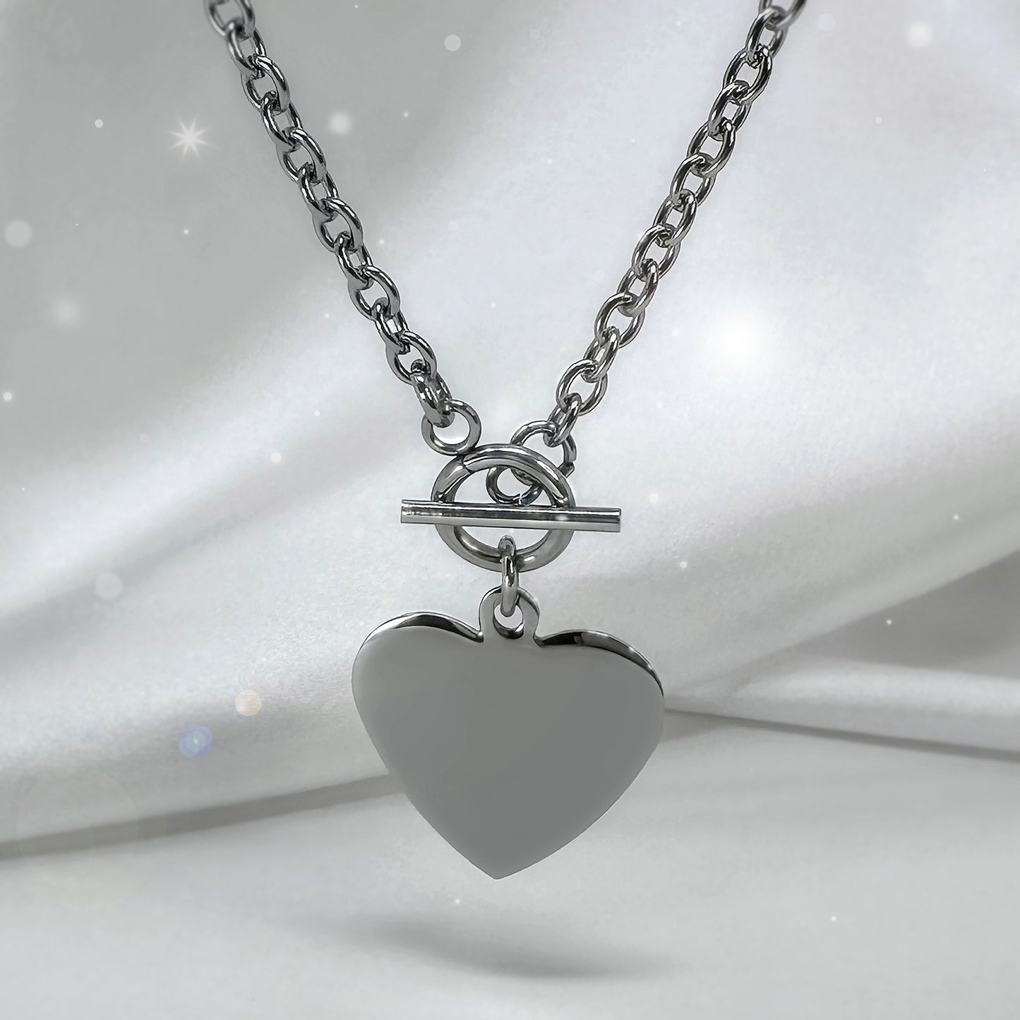 ACTUAL HANDWRITING TOGGLE CLASP HEART NECKLACE