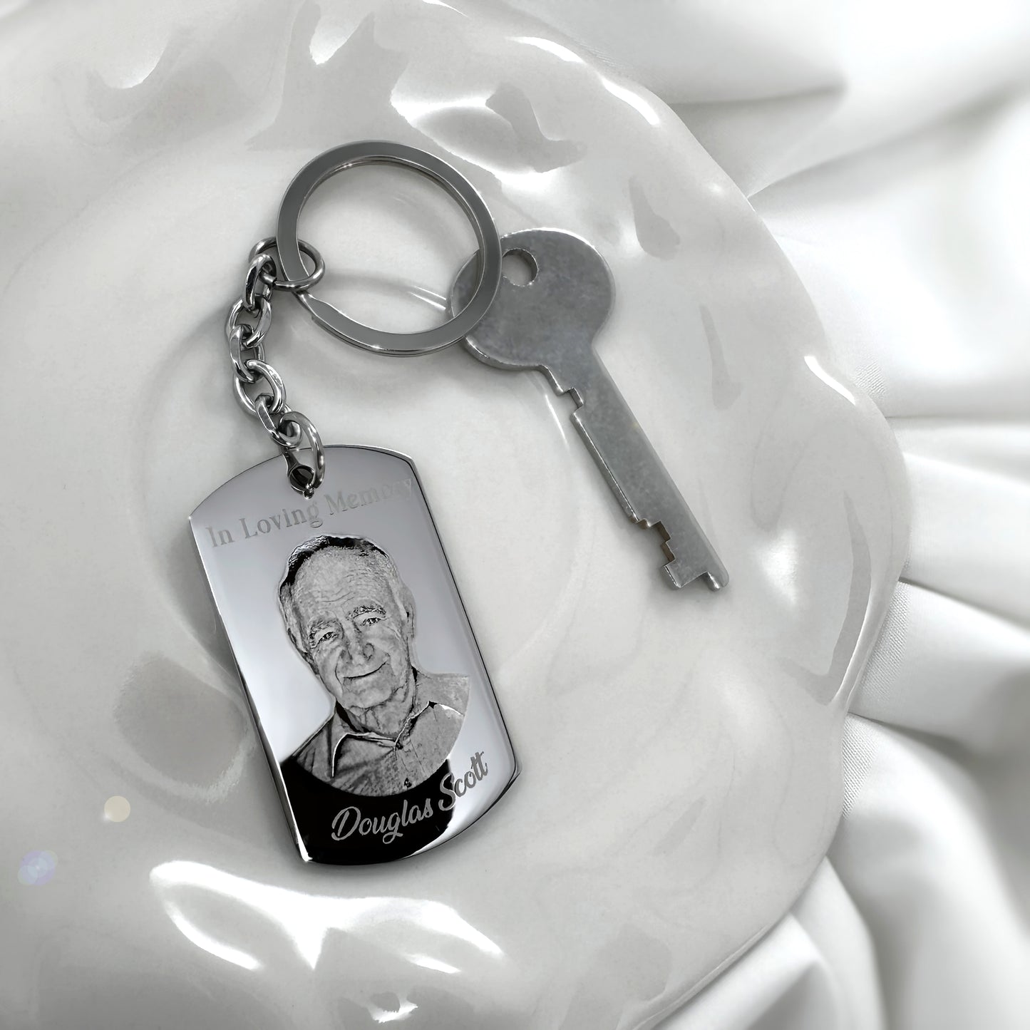 ACTUAL THUMBPRINT AND PHOTO MEMORIAL KEYCHAIN