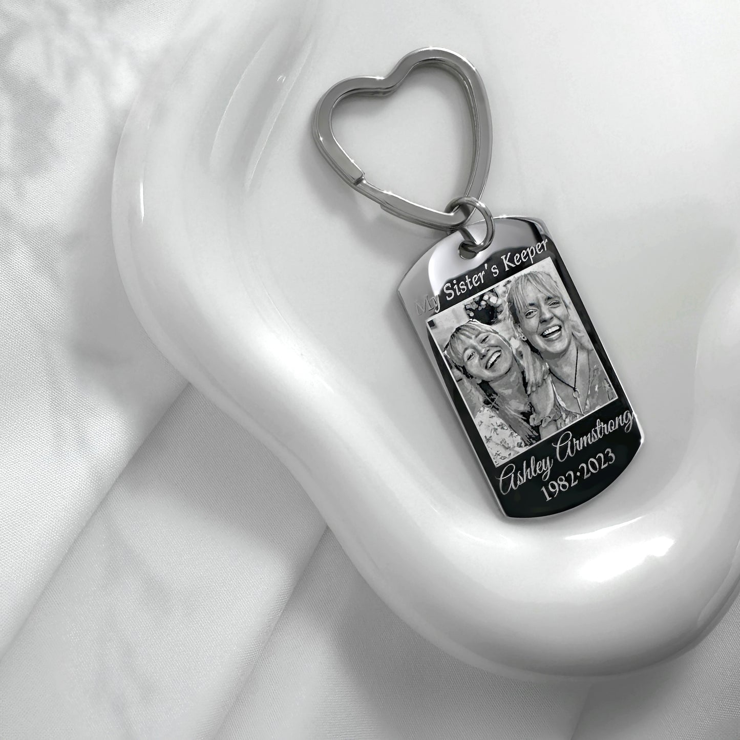 CUSTOM PHOTO AND WORDS KEYCHAIN