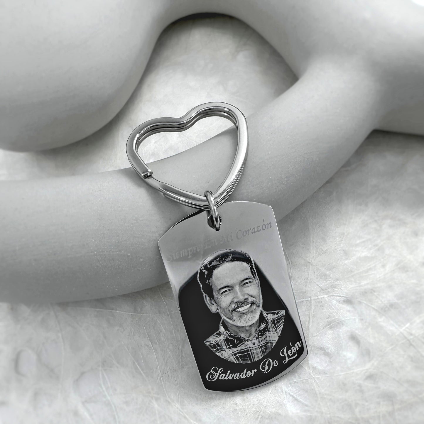 ACTUAL THUMBPRINT AND PHOTO MEMORIAL KEYCHAIN