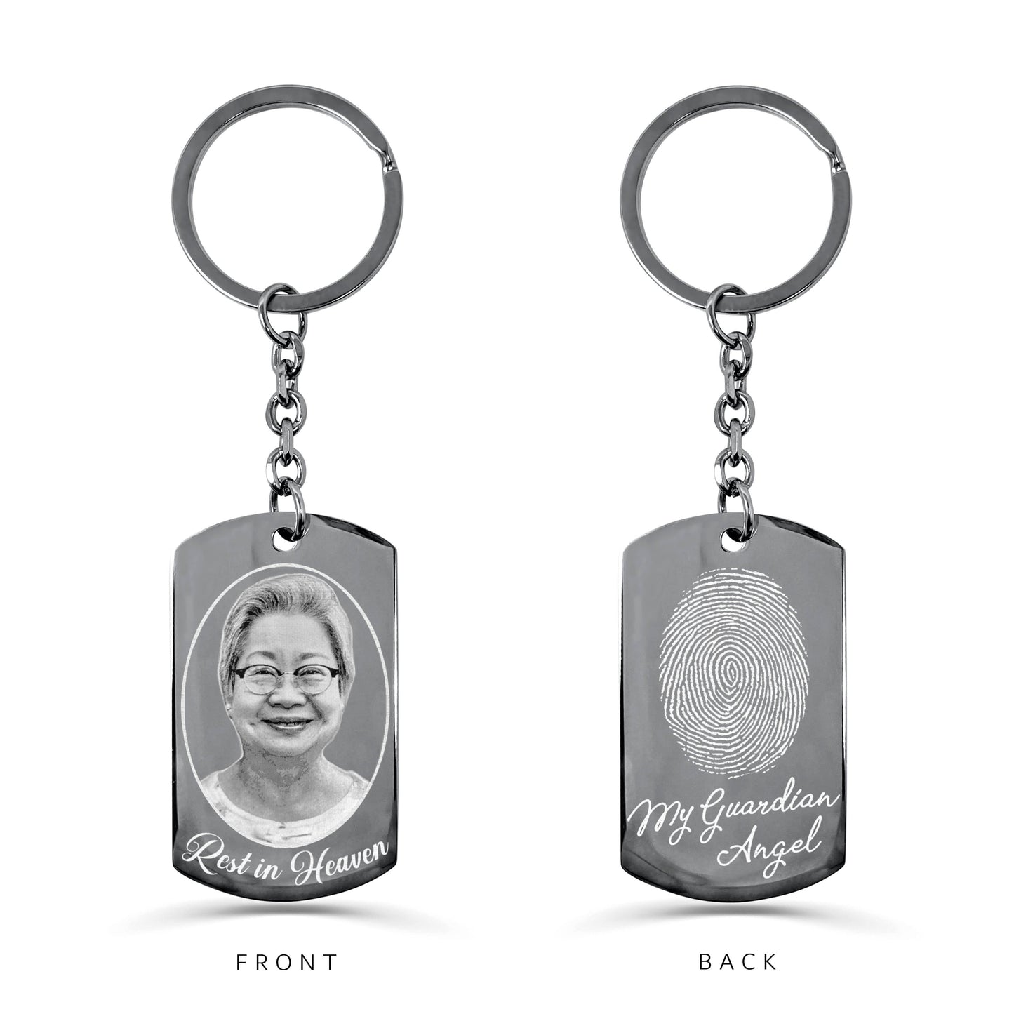 ACTUAL THUMBPRINT AND PHOTO MEMORIAL KEYCHAIN