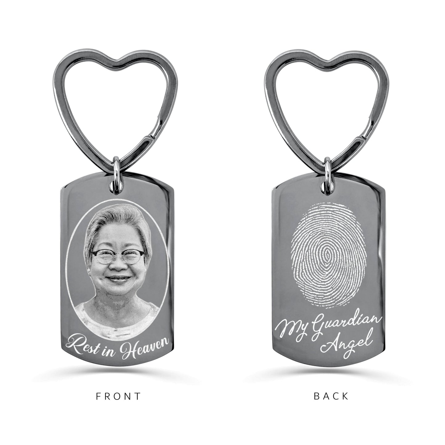 ACTUAL THUMBPRINT AND PHOTO MEMORIAL KEYCHAIN