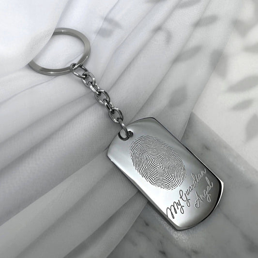 GUARDIAN ANGEL FINGERPRINT KEYCHAIN