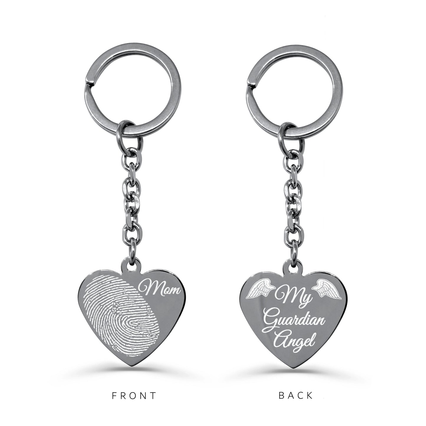 PERSONALIZED FINGERPRINT HEART KEYCHAIN