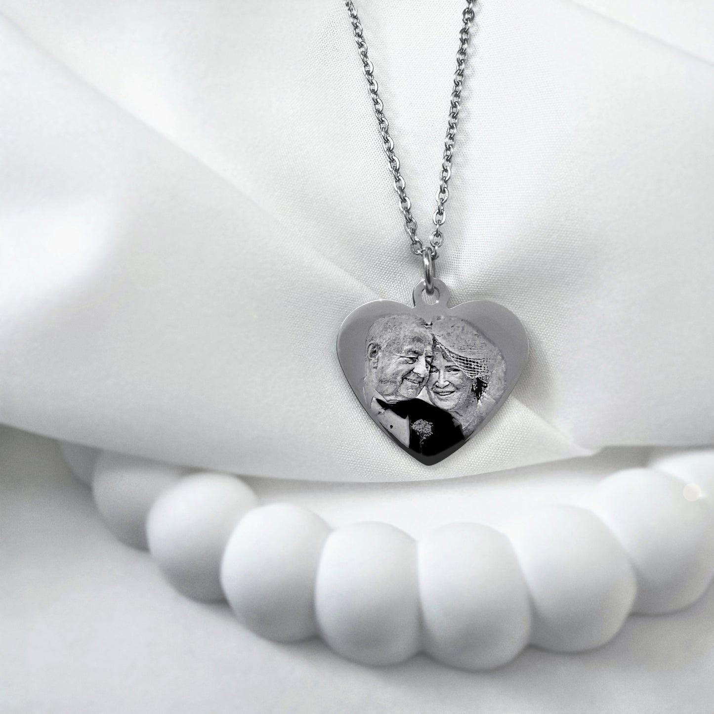 CUSTOM DAD MEMORIAL PHOTO THUMBPRINT HEART NECKLACE