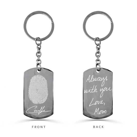 ACTUAL FINGERPRINT AND HANDWRITING KEYCHAIN