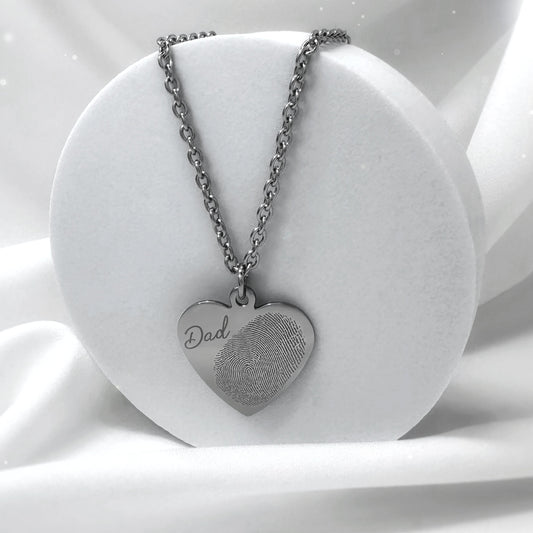 ACTUAL FINGERPRINT AND DATES NECKLACE