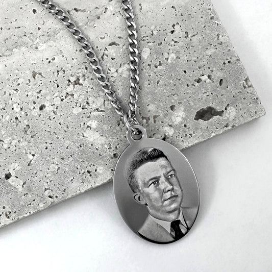 PERSONALIZED MEMORIAL PHOTO HANDWRITING FINGERPRINT NECKLACE