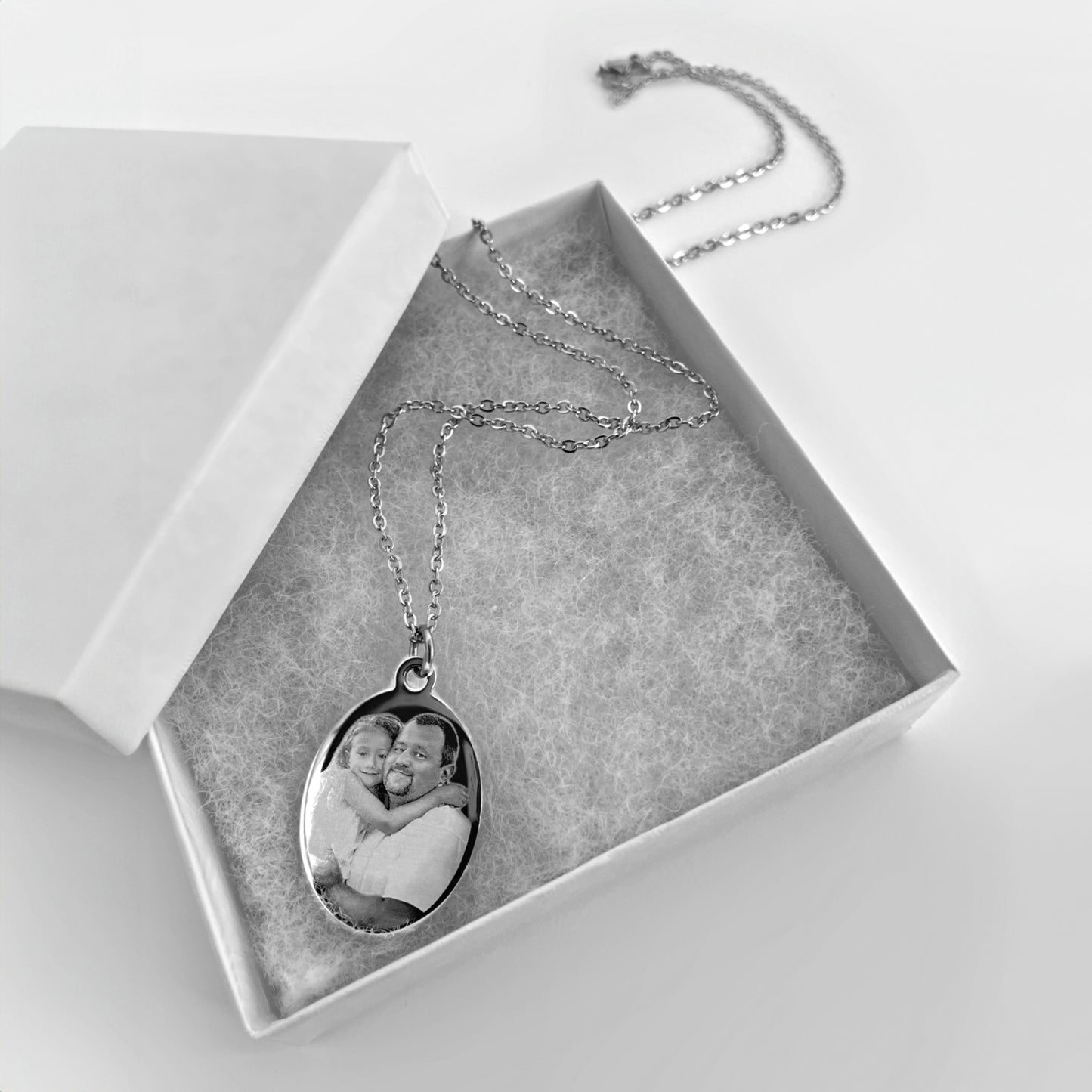 ENGRAVED PHOTO FINGERPRINT OVAL NECKLACE