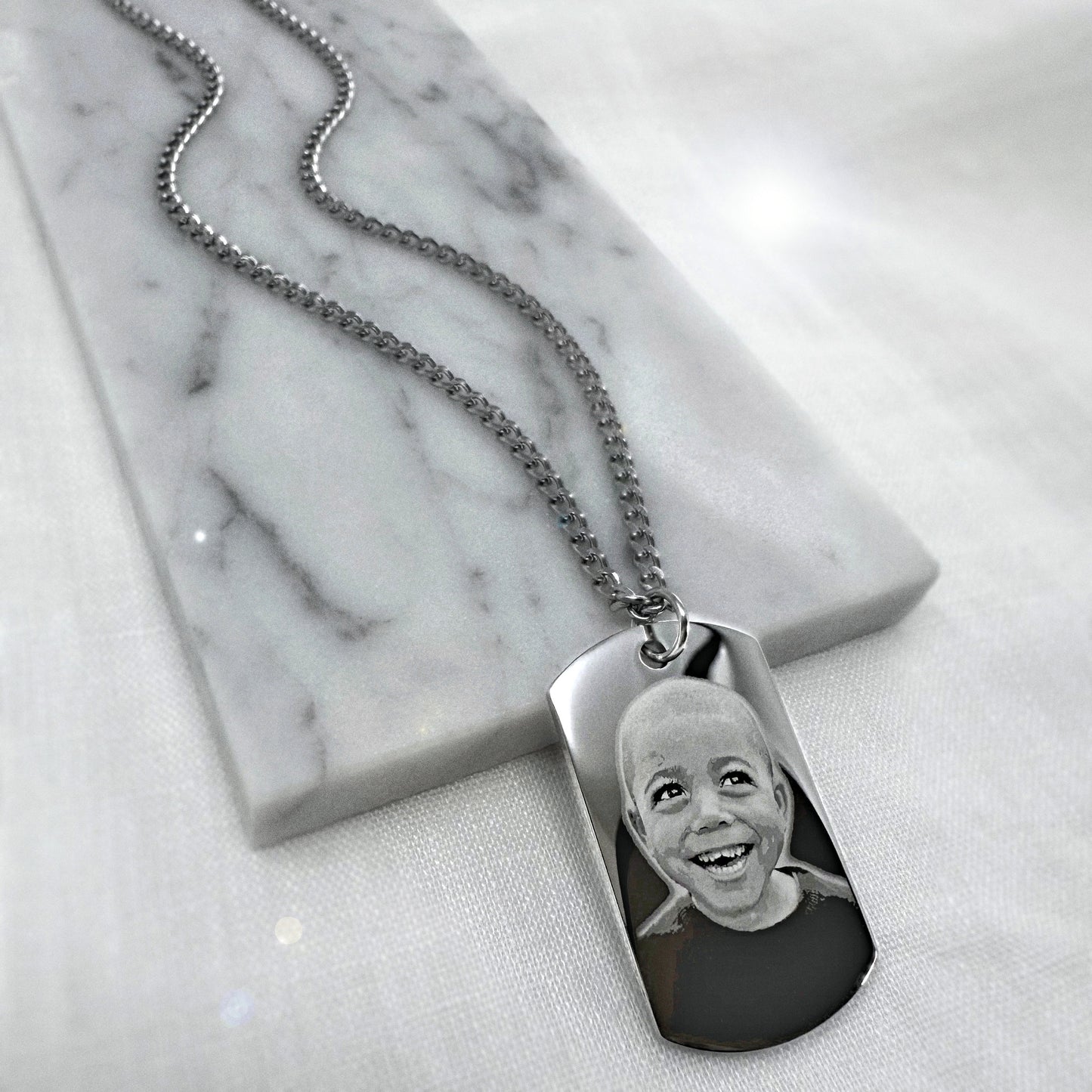 YOUR PHOTO SMALL DOG TAG NECKLACE CHAIN