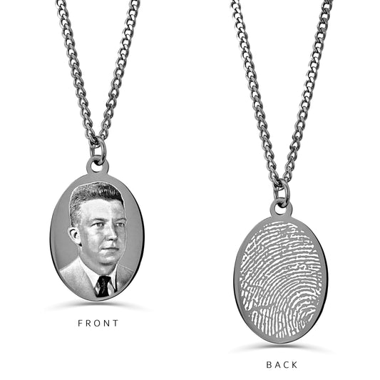 ENGRAVED PICTURE THUMBPRINT MEN CHAIN NECKLACE