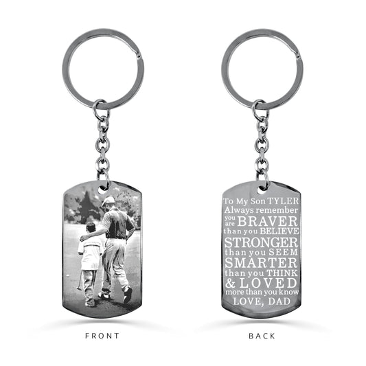 CUSTOM ENGRAVED PHOTO QUOTE KEYCHAIN