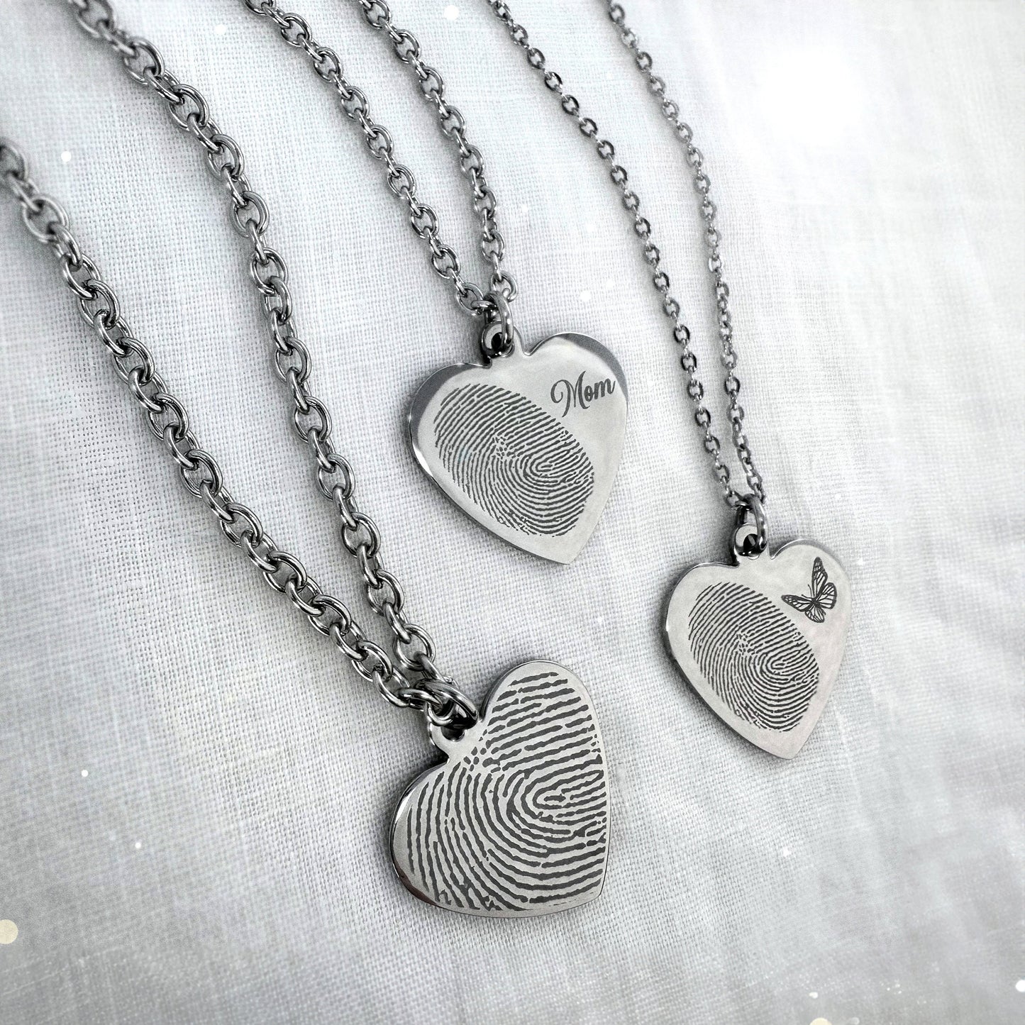 CUSTOM DAD MEMORIAL PHOTO THUMBPRINT HEART NECKLACE