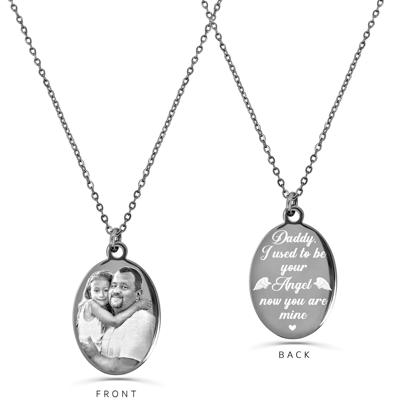 ENGRAVED PHOTO FINGERPRINT OVAL NECKLACE