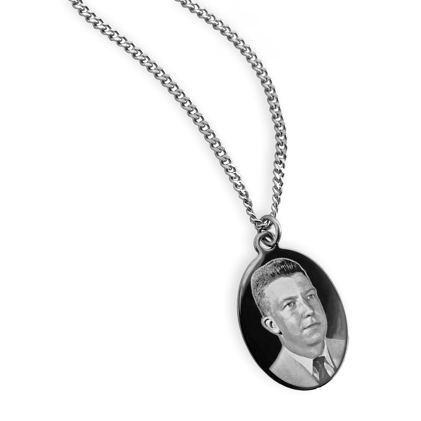 ENGRAVED PICTURE THUMBPRINT MEN CHAIN NECKLACE