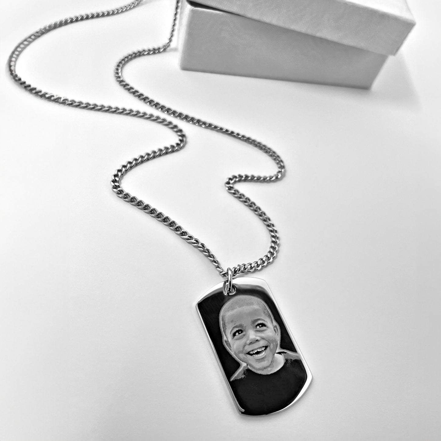 YOUR PHOTO SMALL DOG TAG NECKLACE CHAIN