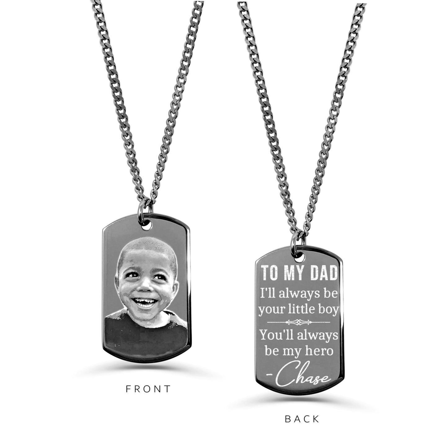 YOUR PHOTO SMALL DOG TAG NECKLACE CHAIN