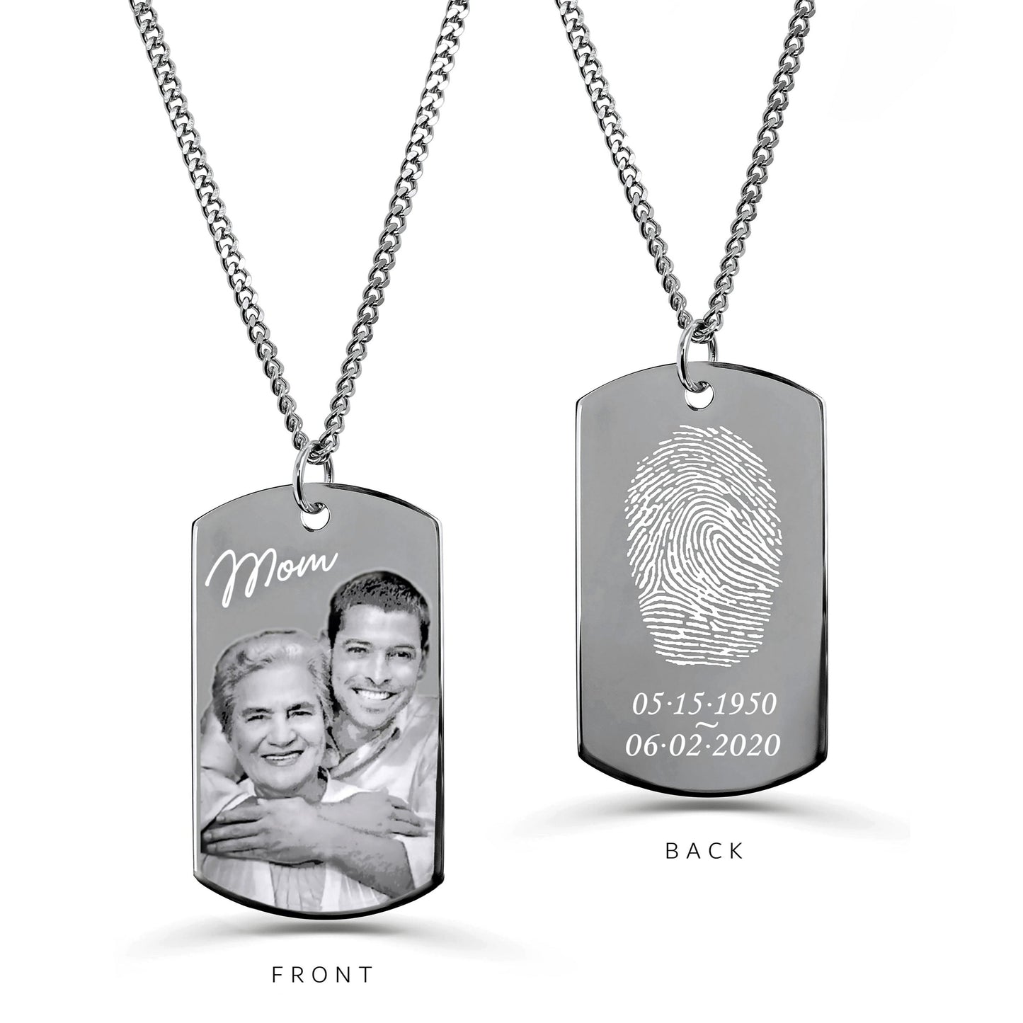 PERSONALIZED DOG TAG CHAIN WITH PICTURE AND FINGERPRINT