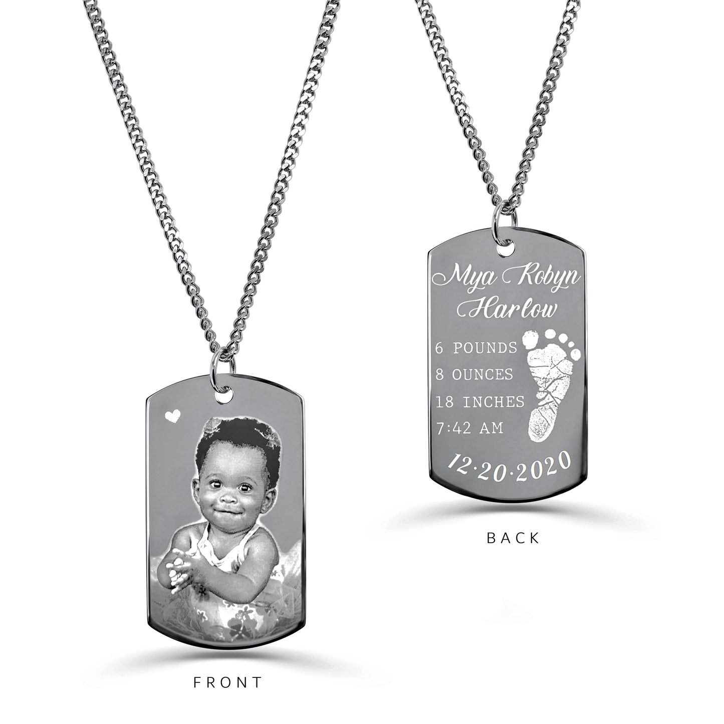 BABY PHOTO ENGRAVED MEN'S NECKLACE