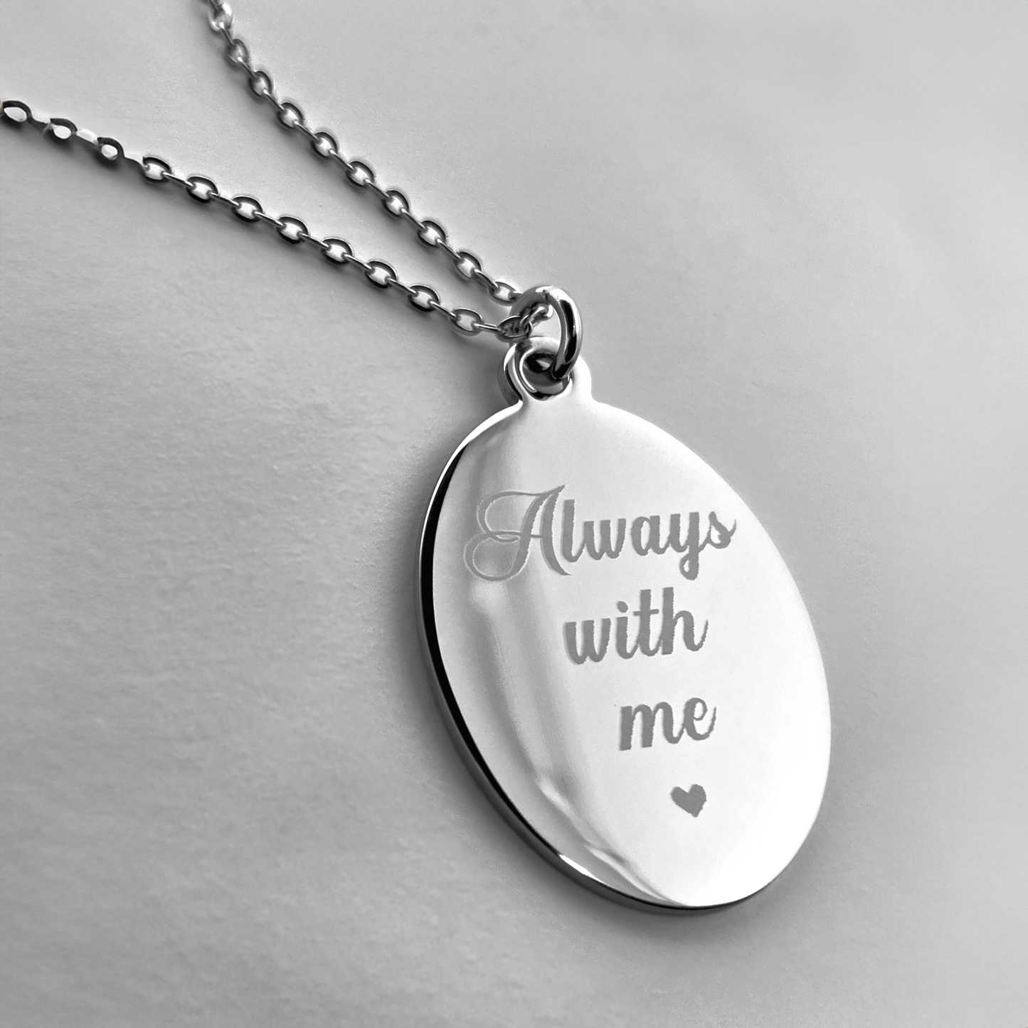 ENGRAVED PHOTO FINGERPRINT OVAL NECKLACE