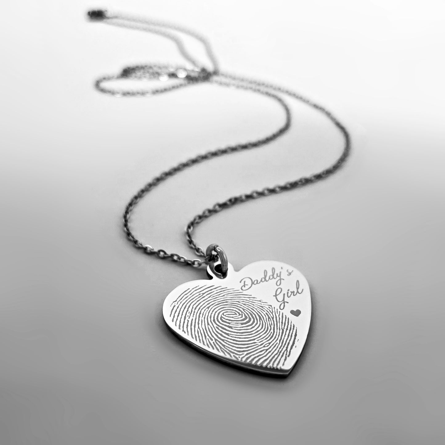 CUSTOM DAD MEMORIAL PHOTO THUMBPRINT HEART NECKLACE