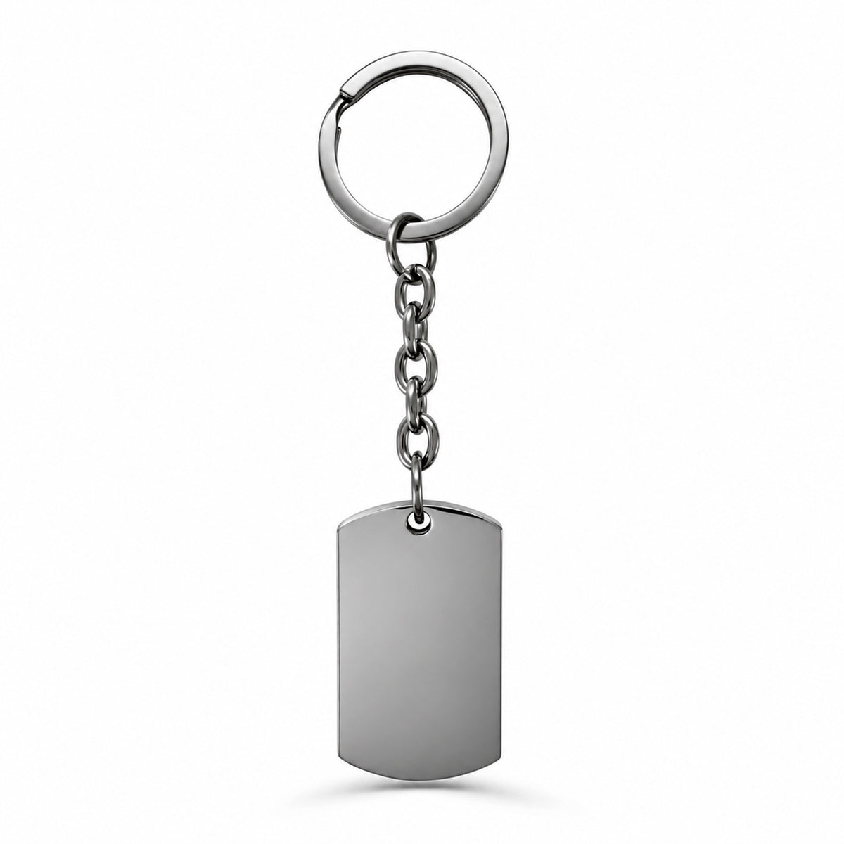 Blank dog tag urn keychain with silver keyring and chain ready for custom engraving