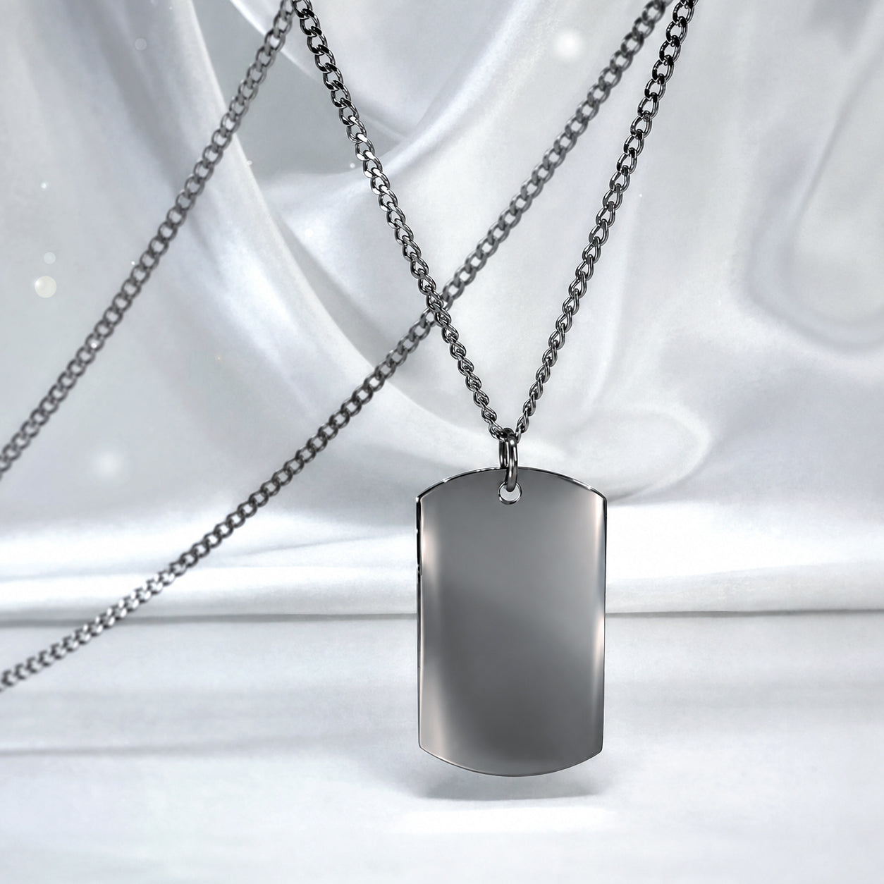 Personalized Mom memorial dog tag necklace video showing fingerprint engraving and “Your wings were ready but my heart was not” with memorial dates on the back